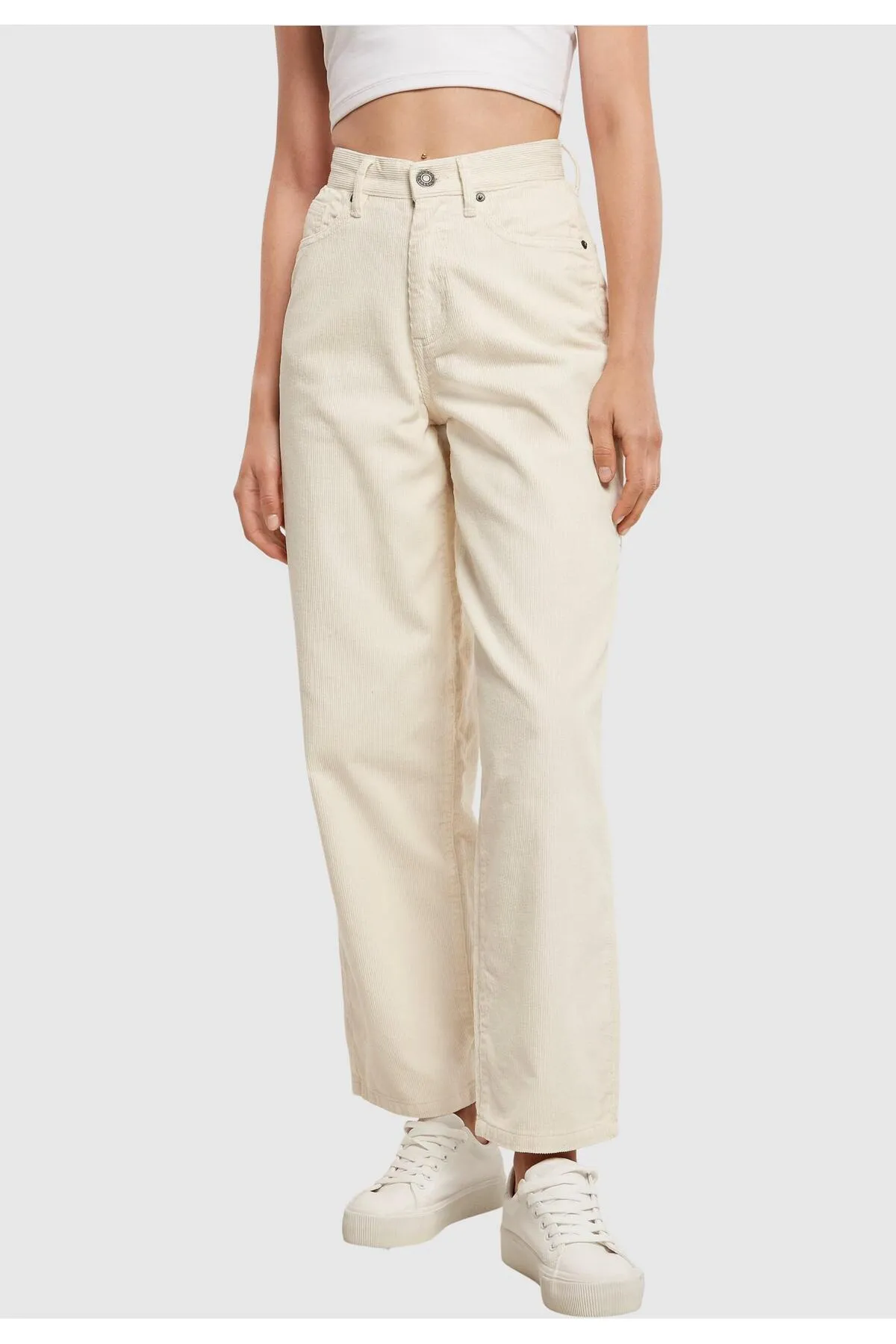 Urban Classics  Damen Cordhose im 90er-Jahre-Stil mit hohem Bund und weitem Bein