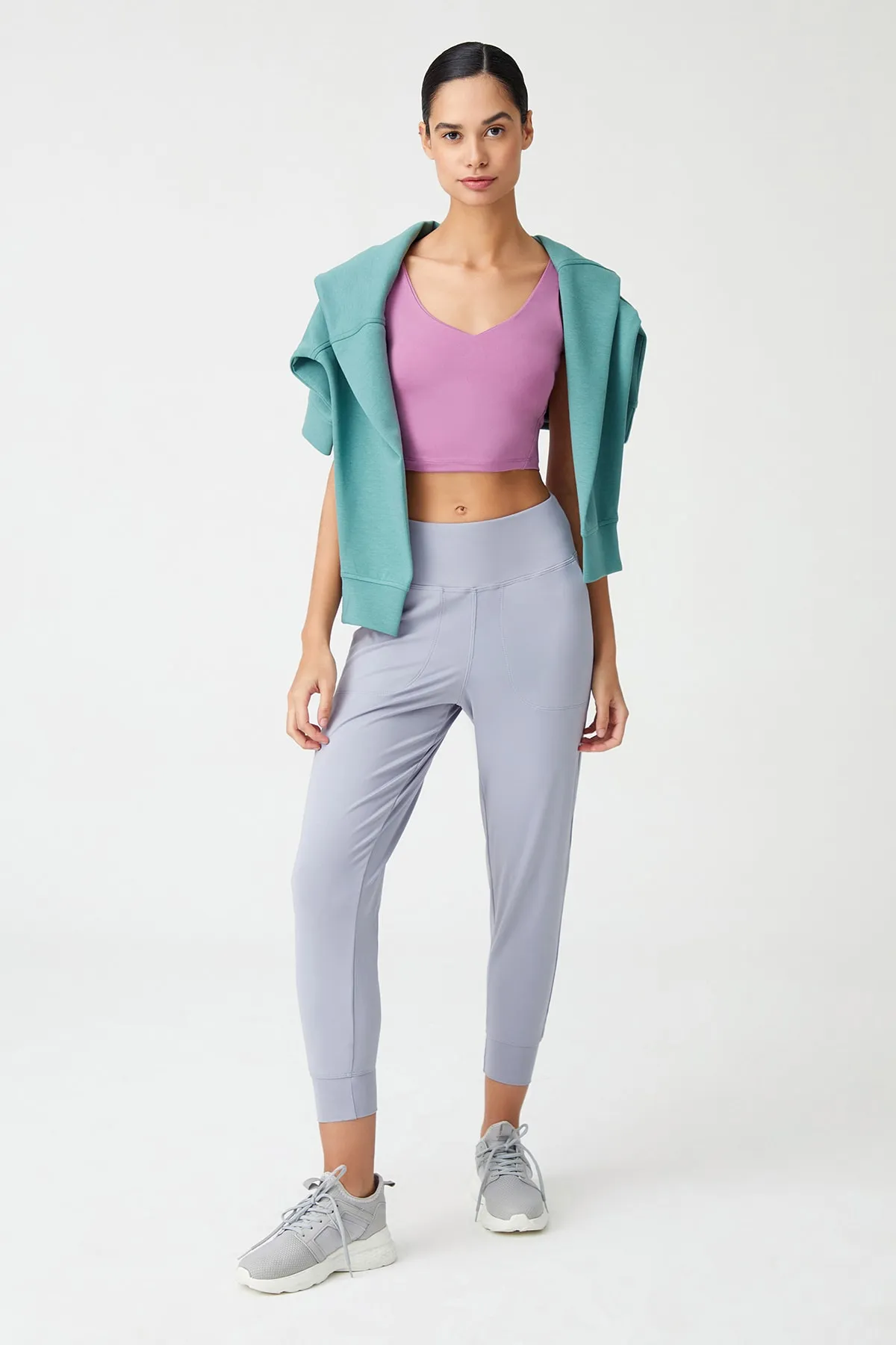 LOS OJOS  Graue Jogginghose mit hoher Taille für Damen