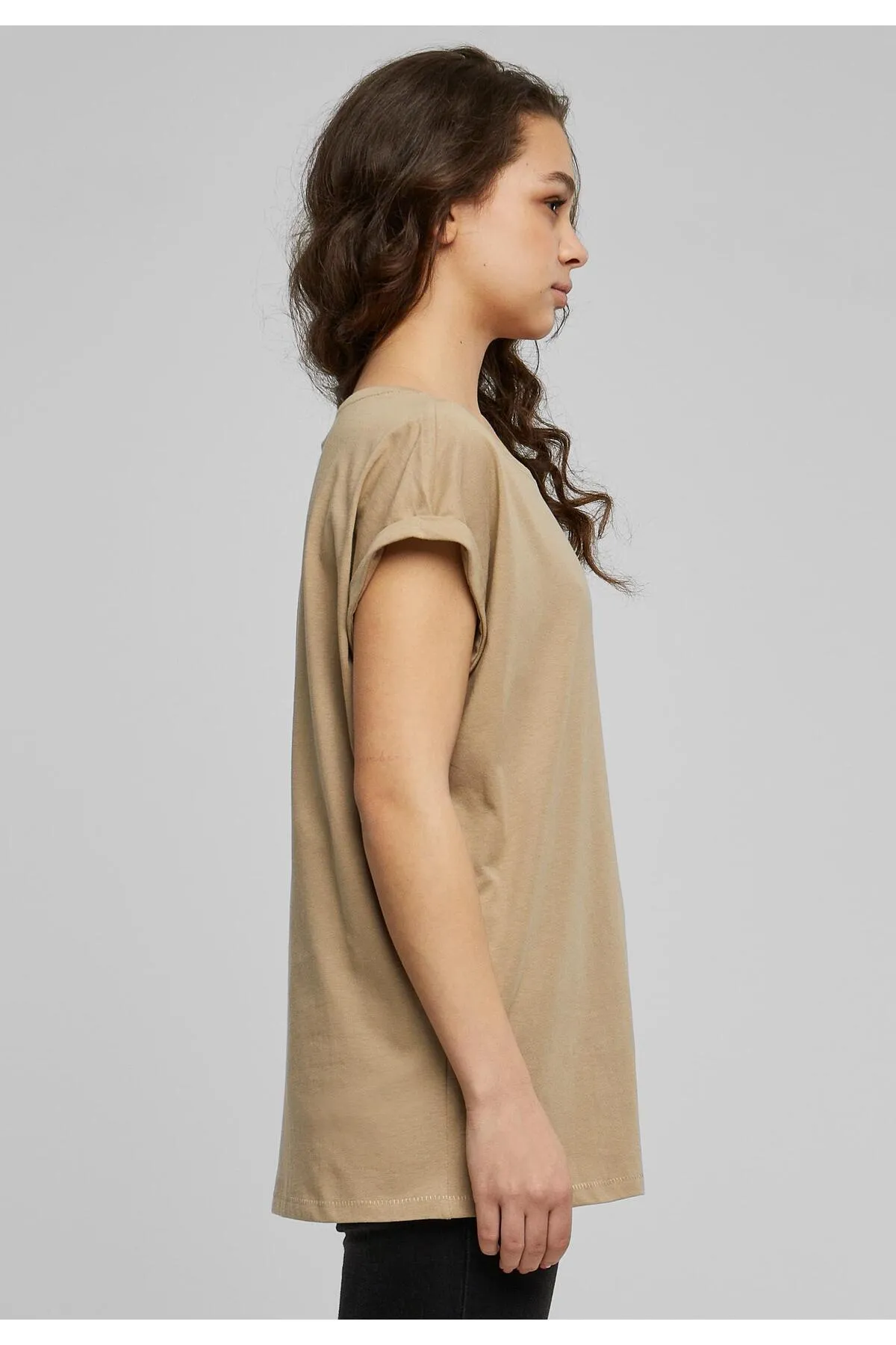 Urban Classics  Damen T-Shirt mit verlängerter Schulterpartie für Damen