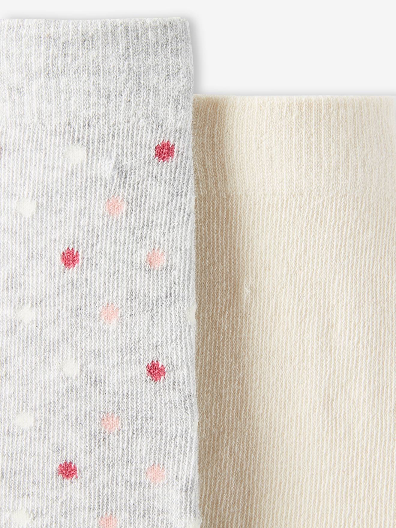 Lot de 2 paires de collants bébé en maille pois/chat lot ivoire