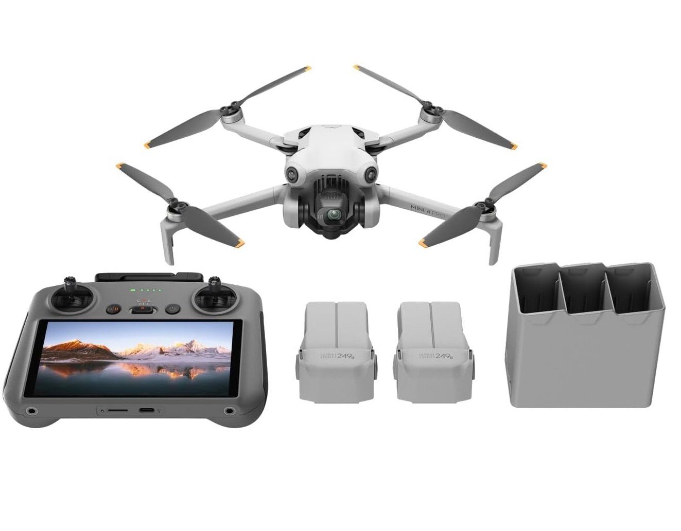 DJI Mini 4 Pro Fly More Combo mit DJI RC 2 Fernsteuerung Drohne mit Kamera Drohne (Ultra HD, 34 Minuten Flugzeit, 2 zusätzliche Akkus, Klasse-C0, Mini-Drohne mit Kamera 4k Video GPS, Bildschirmfernsteuerung faltbare Mini-Drohne mit 4K-Kamera, unter 2