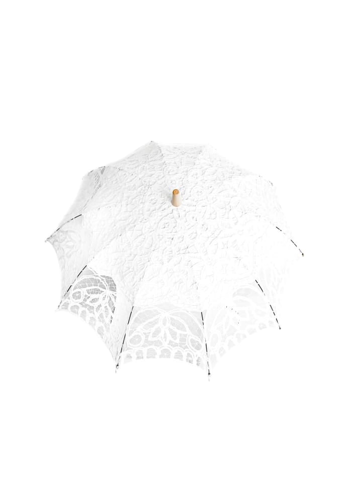 COFI 1453 Elegante handgemachte Brautschirme Spitze robustem Holzgriff für in Weiß günstig kaufen onesize