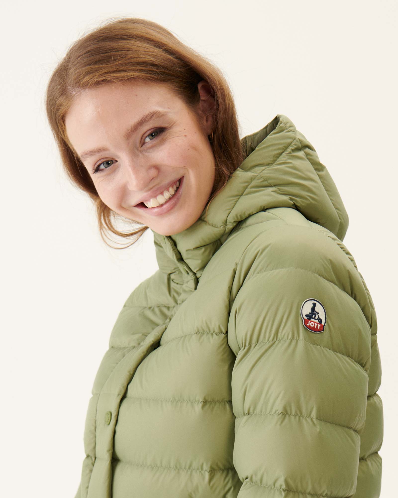 Doudoune droite à capuche Kaki clair Jane