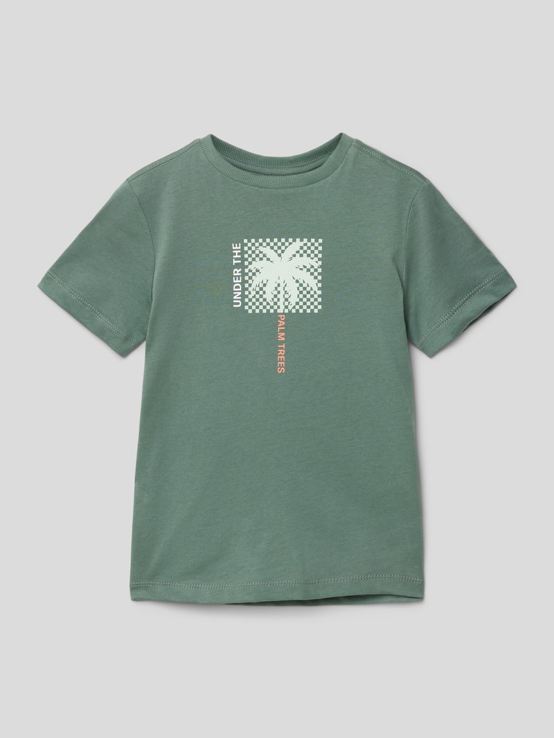 T-Shirt mit Statement-Print in olivgrün
