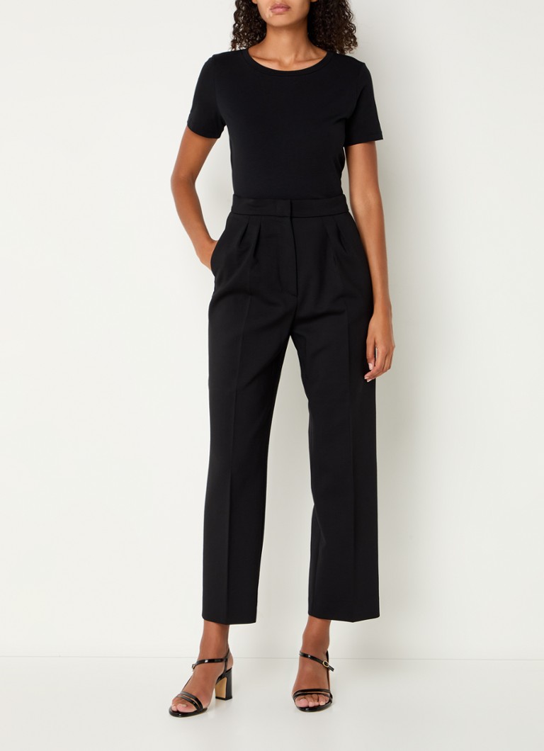Pantaloni MaxMara Verbano cu talie înaltă și croială dreaptă, confecționați din lână virgină.