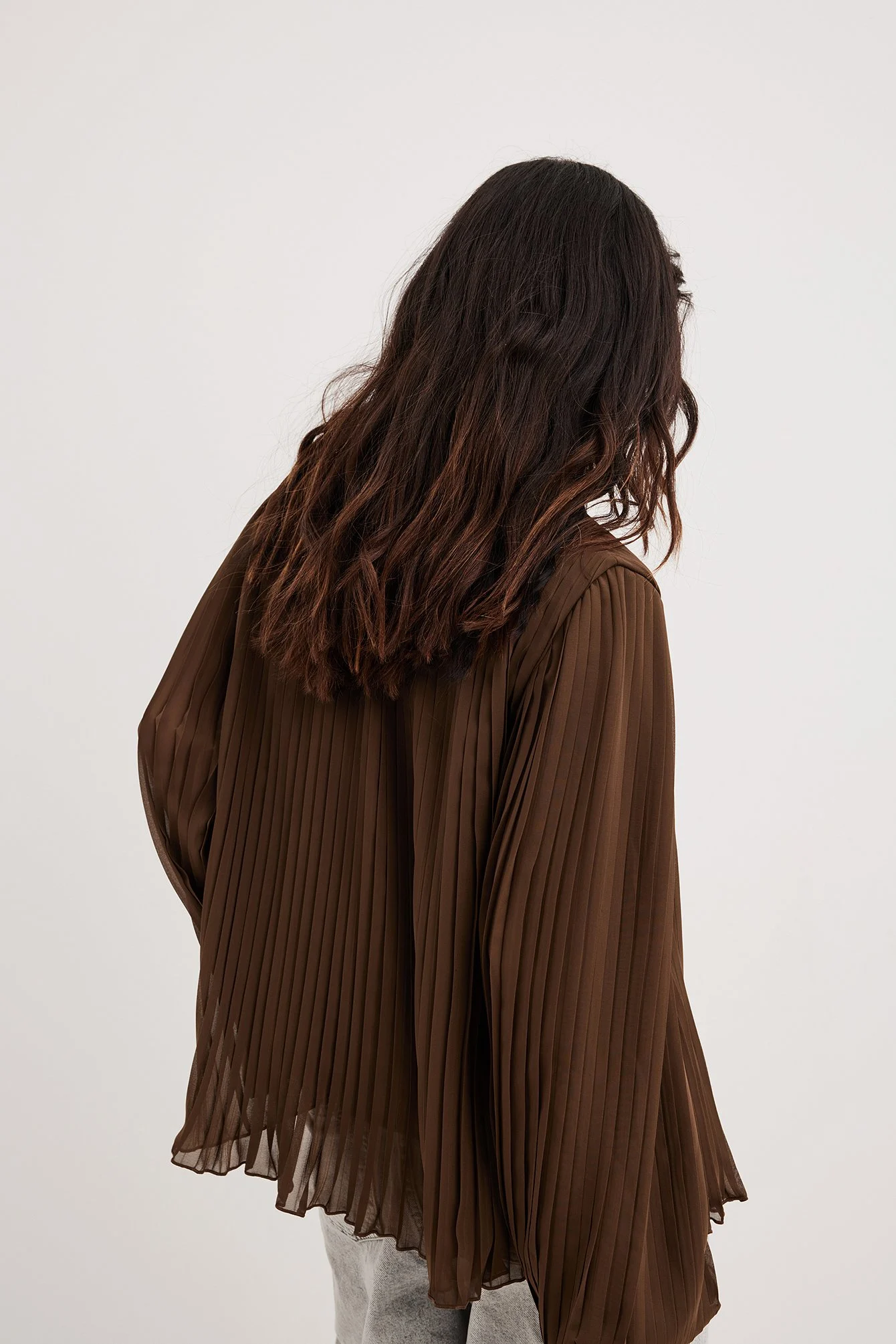 Faltenbluse mit rundem Ausschnitt