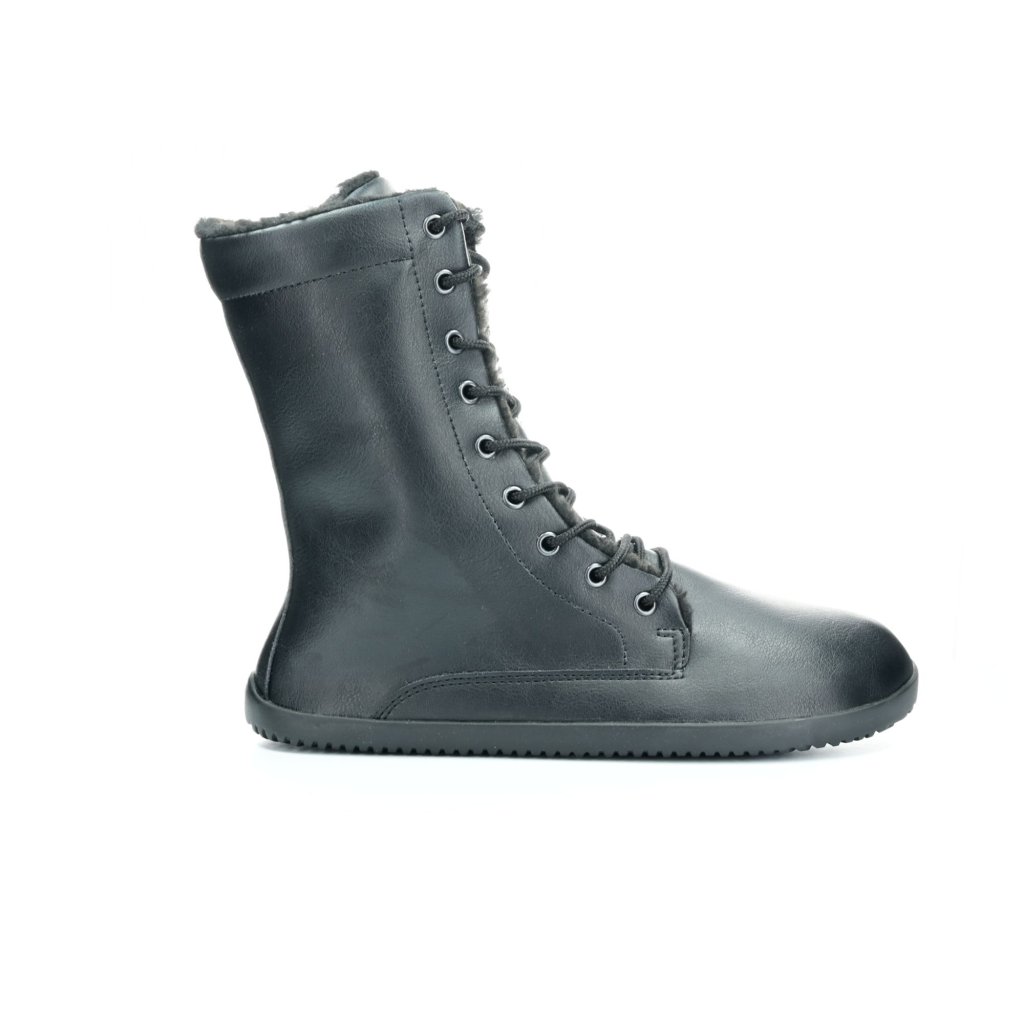 Ahinsa Jaya Schwarze Barfuß-Halbstiefel mit Reißverschluss und Futter