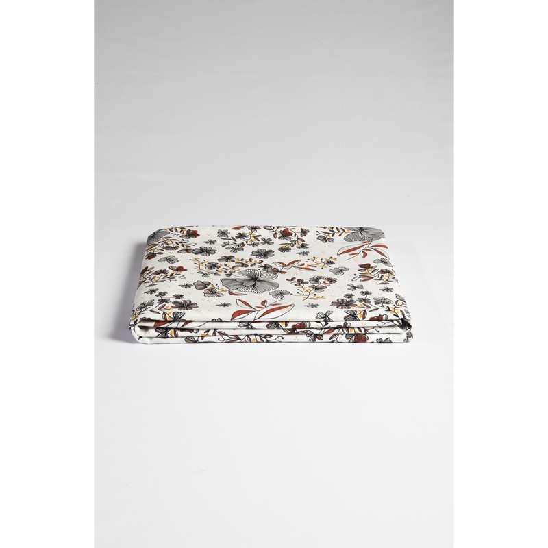 Drap plat 1 personne en Coton Bio Flora 180 x 290 cm