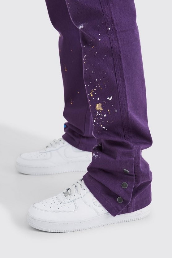 Tall Slim-Fit Cargohose mit Farbspritzern und Druckknöpfen