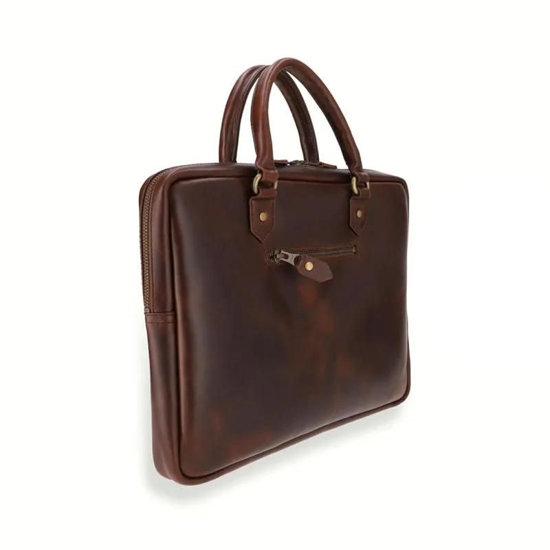 Buckle & Seam Leder Laptoptasche Cali - Braun \/ Dots