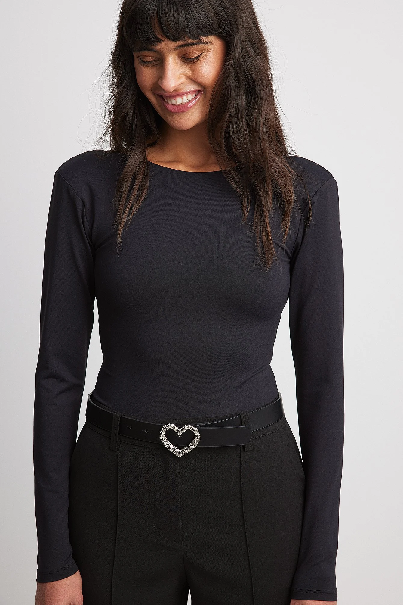 Jersey-Bodysuit mit Schulterpolstern