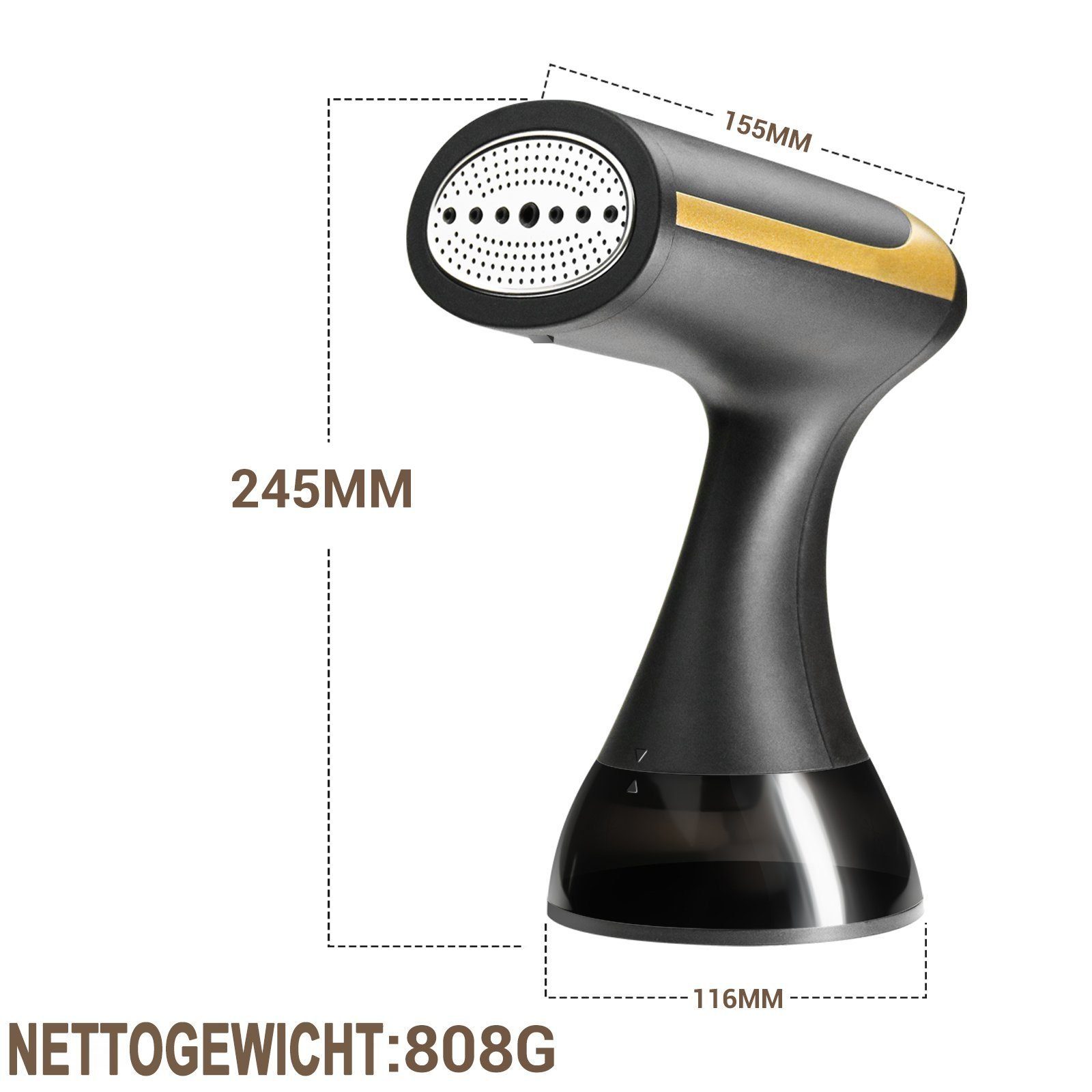 Mutoy Dampfbürste 1500W, Dampfglätte 350ml, Dampfabgabe 25 g/Min,Gewicht 0.8 kg, schnelles Aufheizen,sterilisieren,für Reise & Zuhause