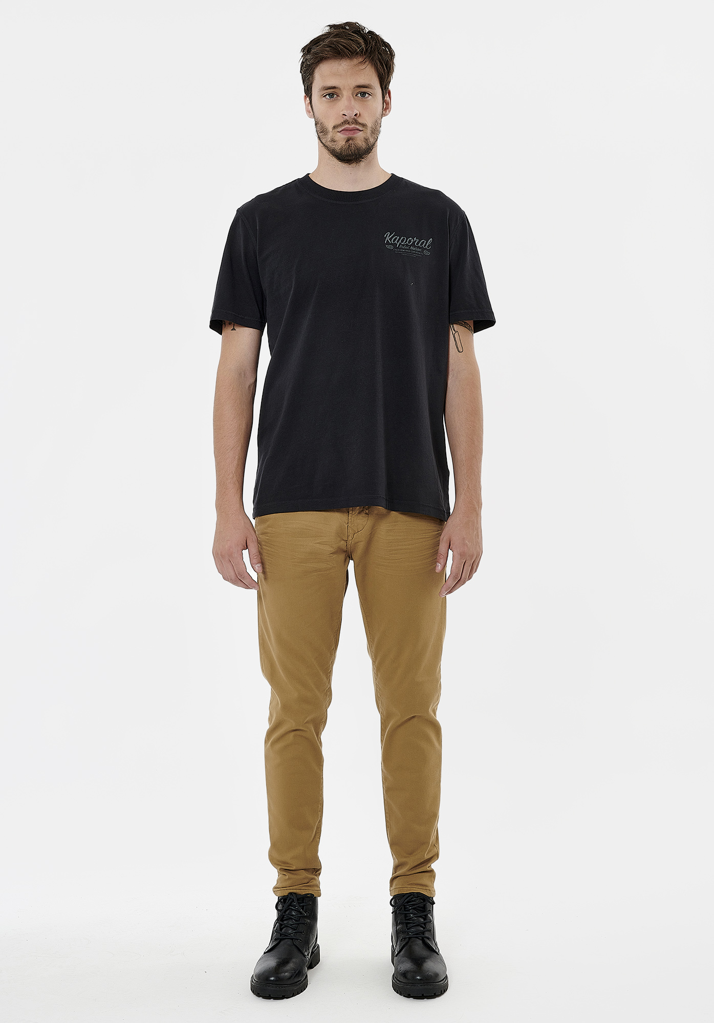 RILES  T-shirt noir homme 100% coton
