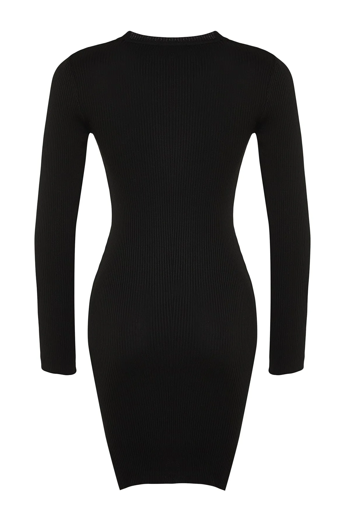Trendyol Collection  Schwarzes, figurbetontes Mini-Strick-Basic-Kleid TWOAW23EL01416
