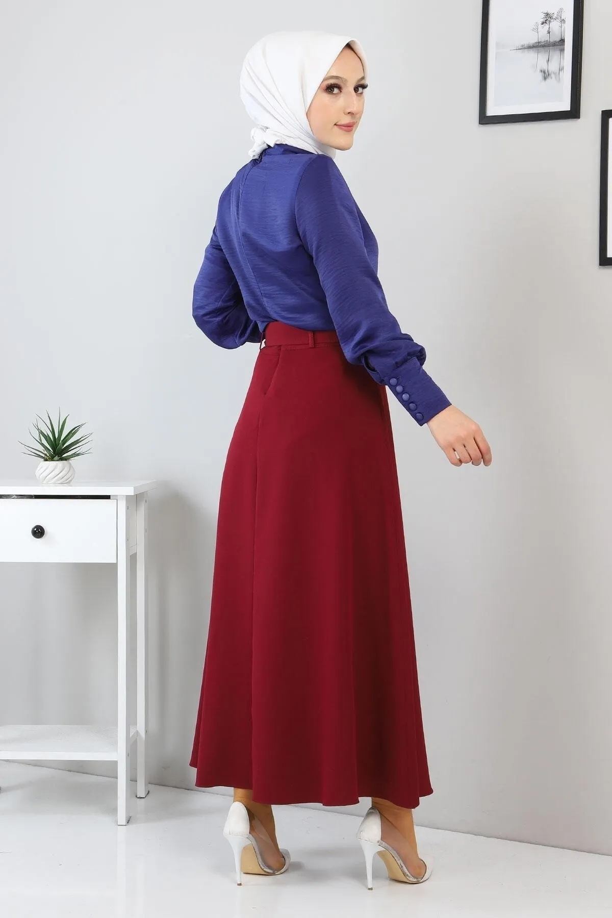 Modamihram  Rockanzug mit Knopfdetail Indigo 10626
