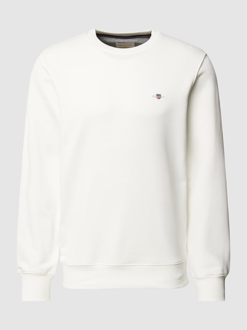 Regular Fit Sweatshirt mit Label-Stitching Modell 'SHIELD' in offwhite