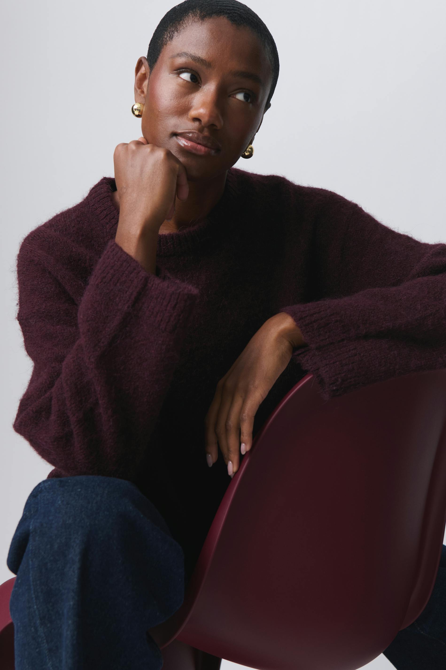 Crew neck knitted sweater