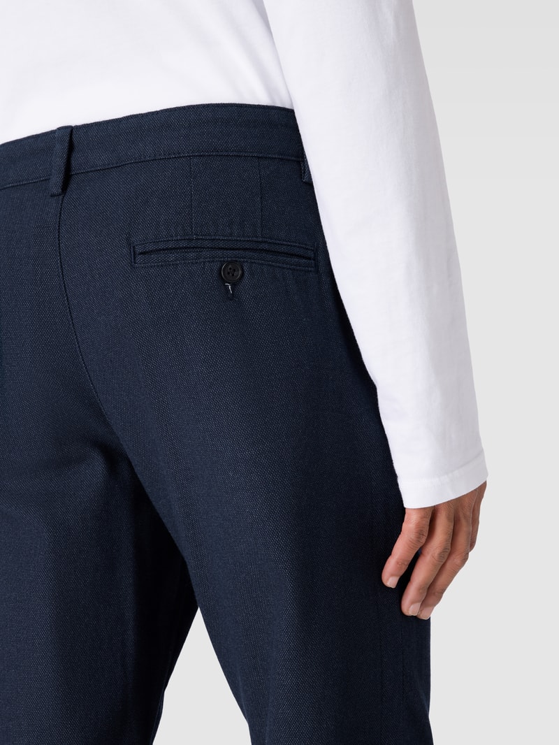 Slim Fit Stoffhose im fein strukturierten Design Modell 'MILES' in marineblau