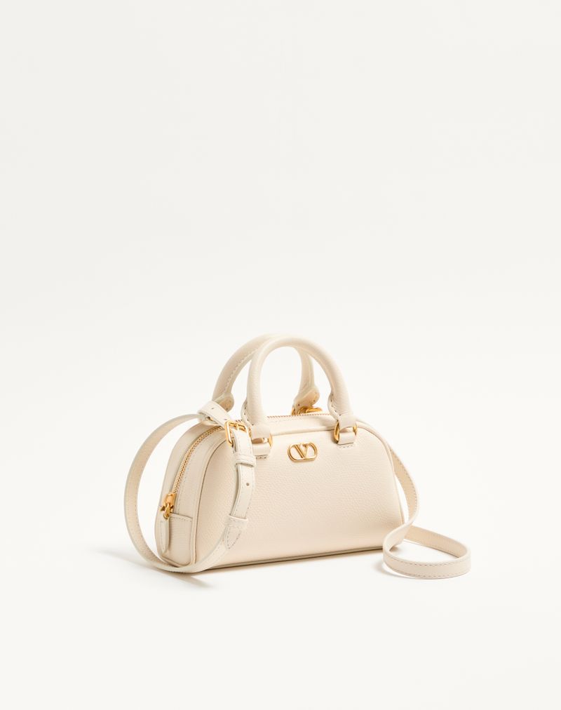 Bolsa tipo mochila Mini VLogo Signature em couro de bezerro granulado