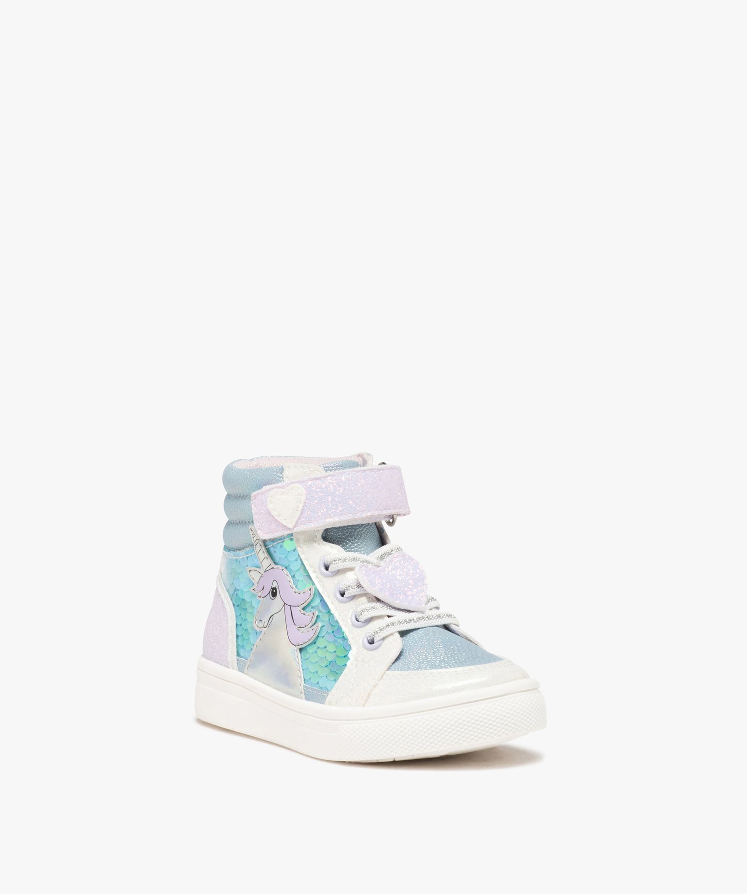 Baskets fille montantes à scratch détail licorne strass et... multicolore | GEMO