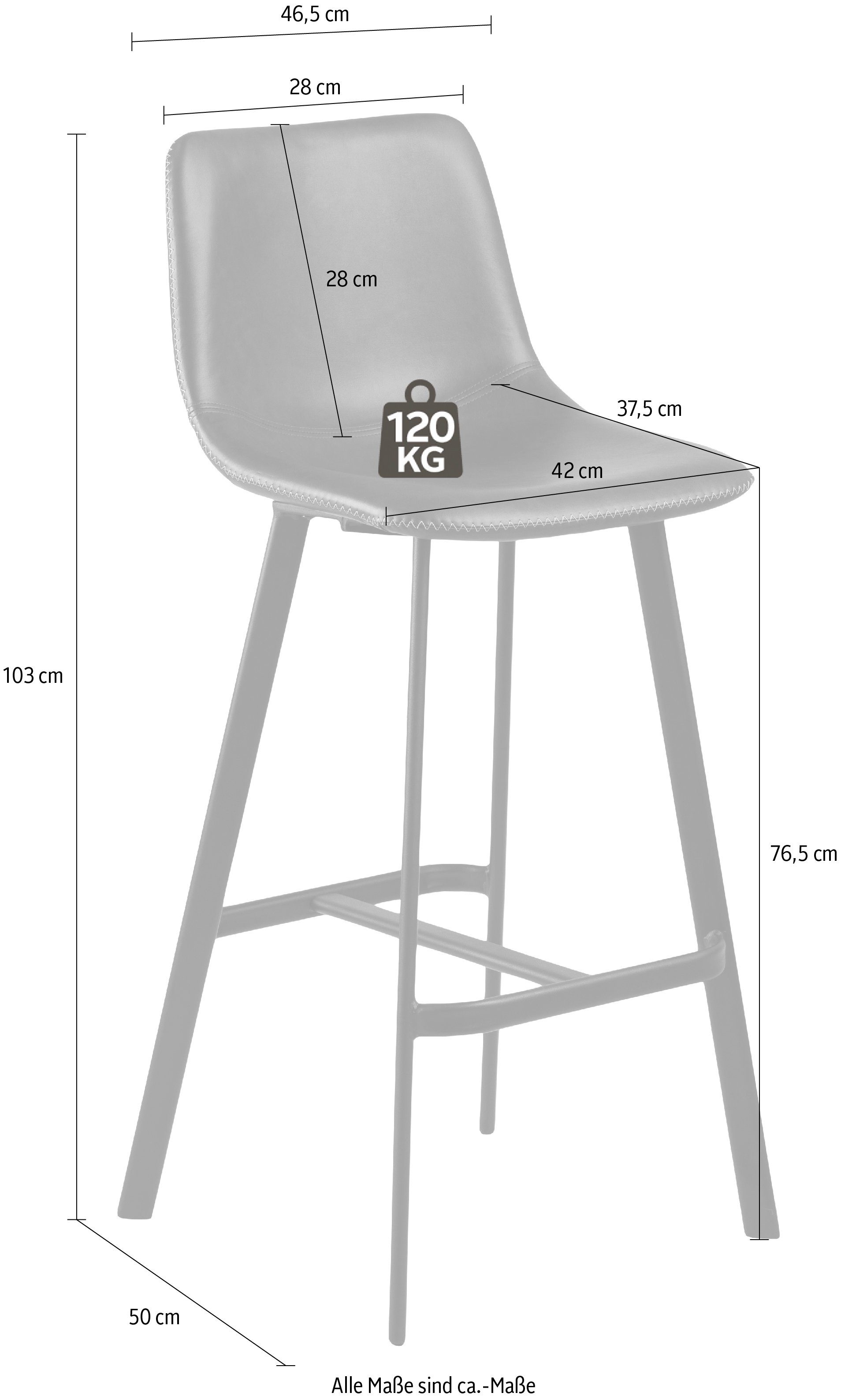 ACTONA GROUP Bistrostuhl Ohio (Packung, 1 St), Sitz mit rechteckigen Stahlbeinen und Fußstütze, mehrere Variationen