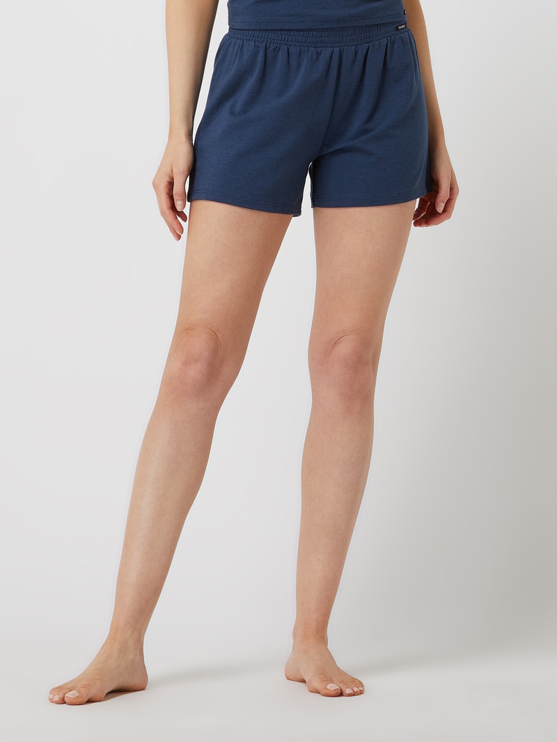 Shorts aus Viskosemischung in dunkelblau