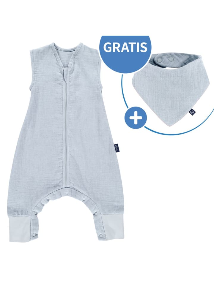 Alvi Sommer-Schlafsack mit Füßen Musselin / Sleep-Overall in blau günstig kaufen