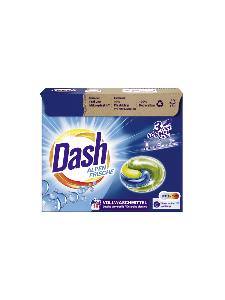 Dash Alpen Frische 3in1 Vollwaschmittel-Caps für weiße Wäsche I 18 Waschladungen günstig kaufen onesize