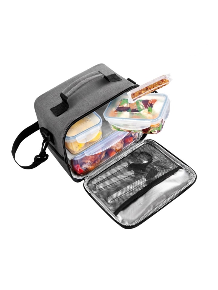 Tescoma Thermotasche FRESHBOX, mit 3 Dosen, anthrazitfarben in grau günstig kaufen zweistöckig