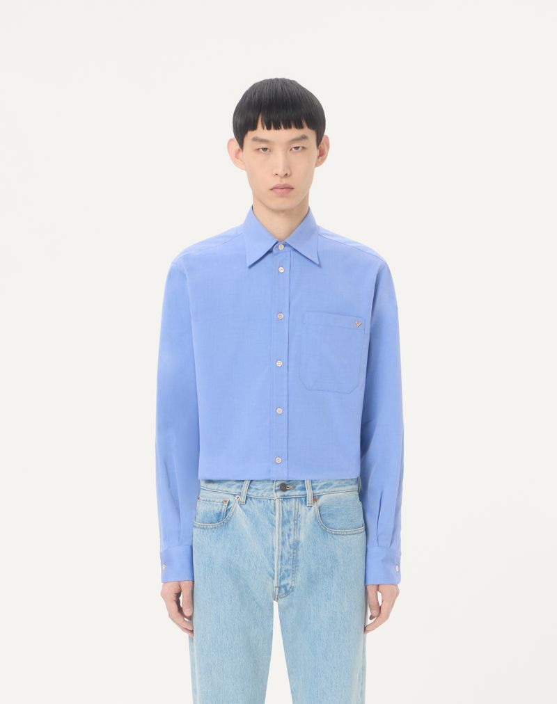 Camisa Oxford de algodão leve Valentino com detalhes dourados