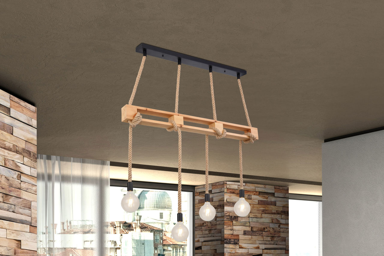 Globo Lighting - ULLEU - Hängeleuchte Metall schwarz, 4x E27