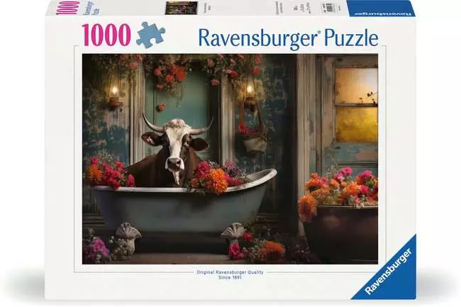 Puzzle 1000 Teile - The cow in the bathtub