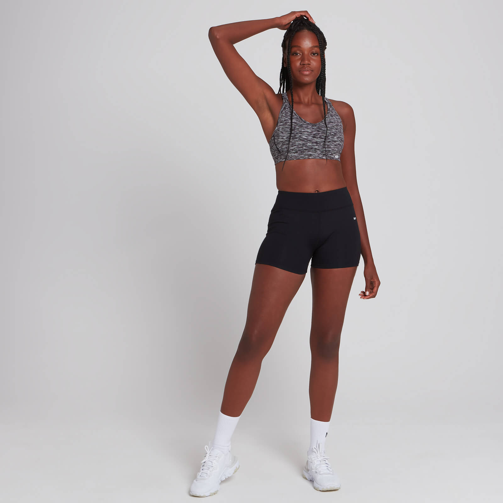 Brassière de sport en maille filet MP Power pour femmes – Noir et gris