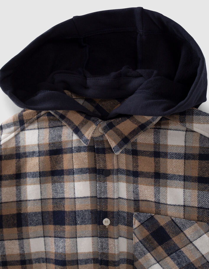 Chemise marine à carreaux à capuche amovible garçon