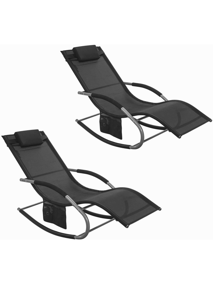 SoBuy Swingliege in Schwarz - (B)150 x (H)63 x (T)87cm günstig kaufen onesize