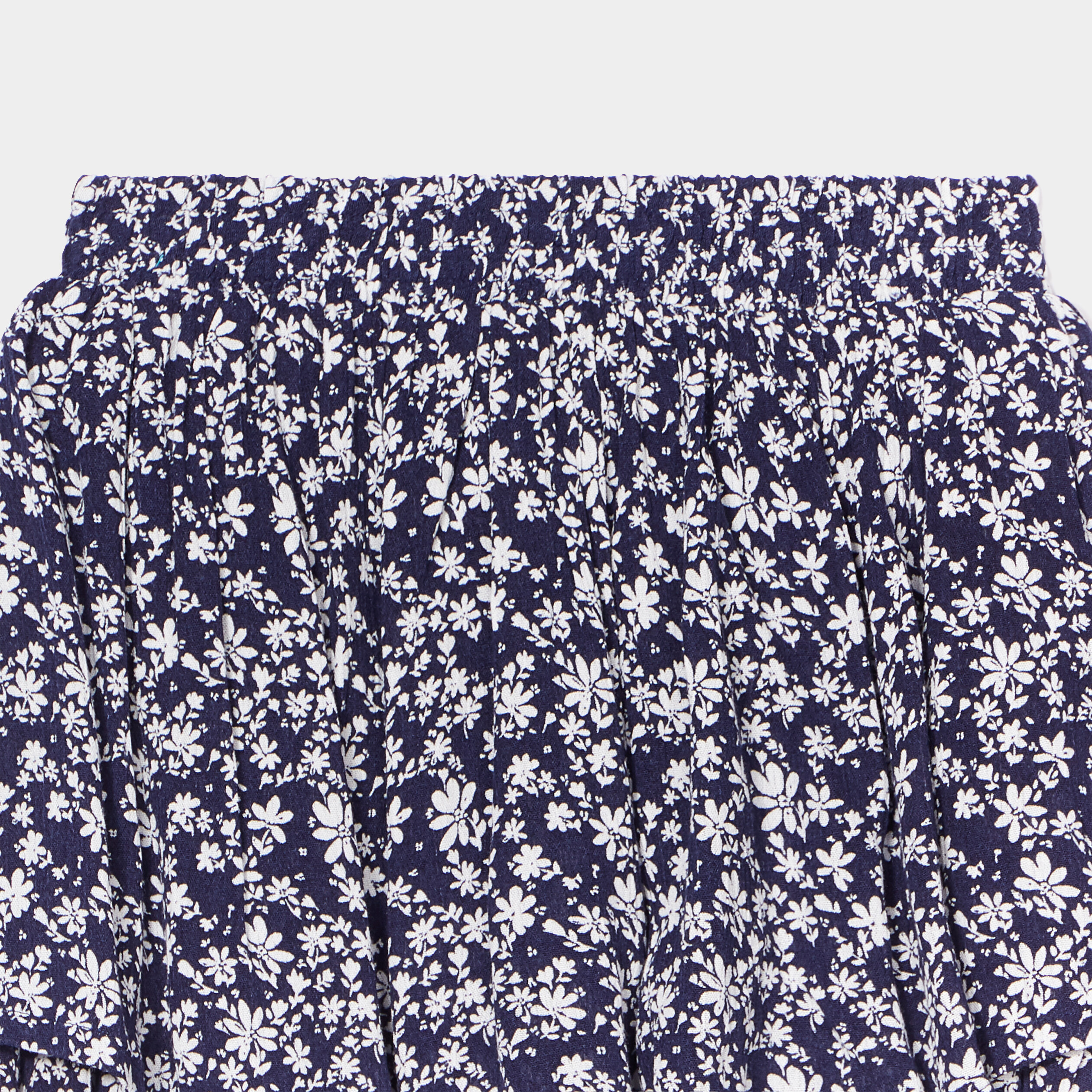 Jupe à volants taille smockée bleu marine fille | La Halle