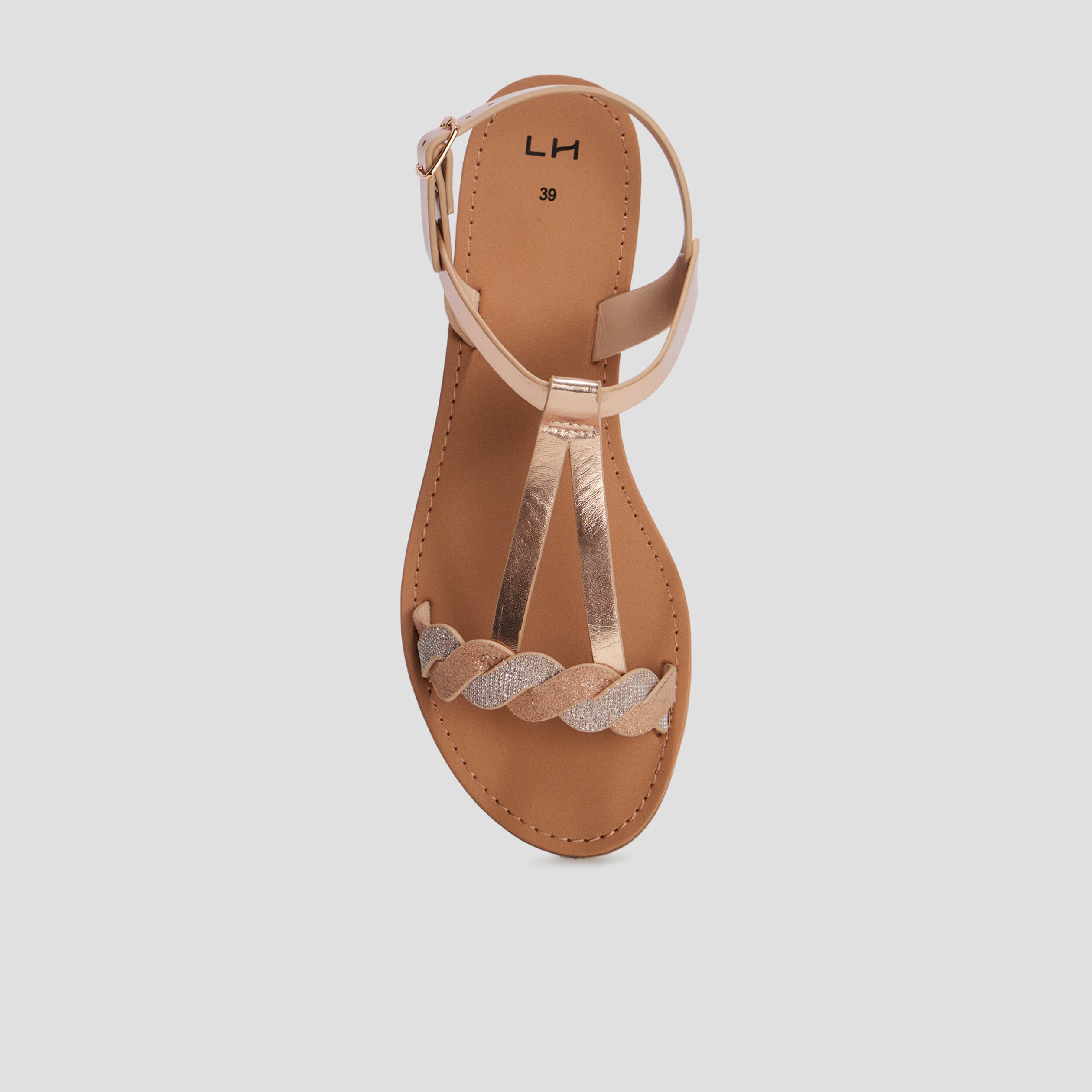 Sandales plates jaune or femme | La Halle