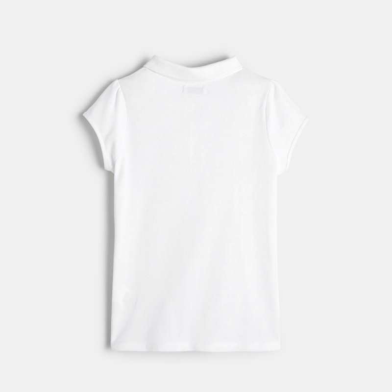 Polo uni blanc fille