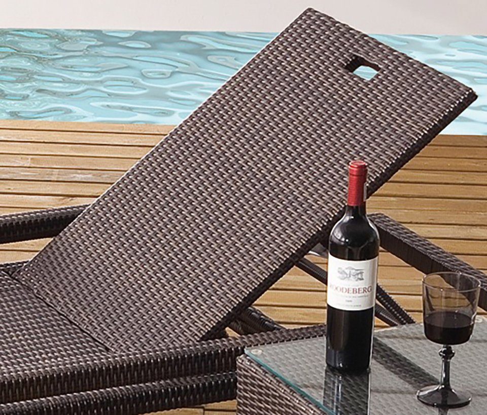 Destiny Gartenliege AUCKLAND, 1-tlg., Polyrattan, 200x75x40cm, verstellbare, bronze, ohne Auflage