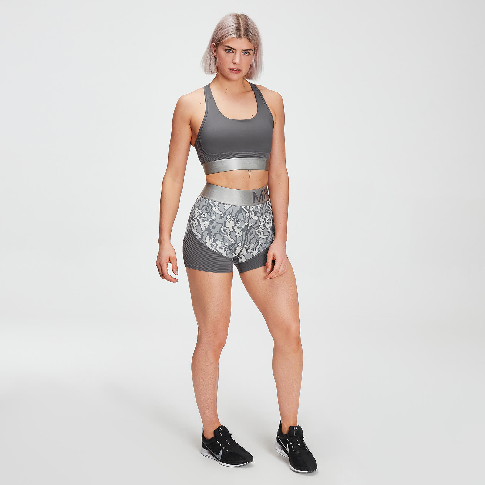 Brassière de sport texturée MP Adapt pour femmes – Carbone