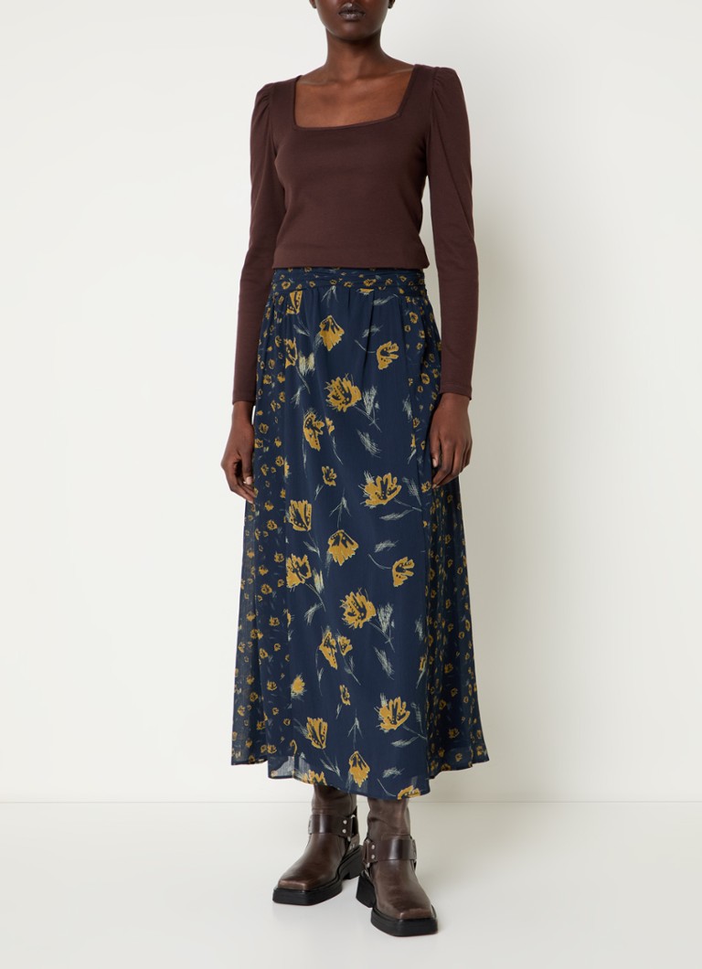 ba&sh Oprah ribbed knit top with puff sleeves