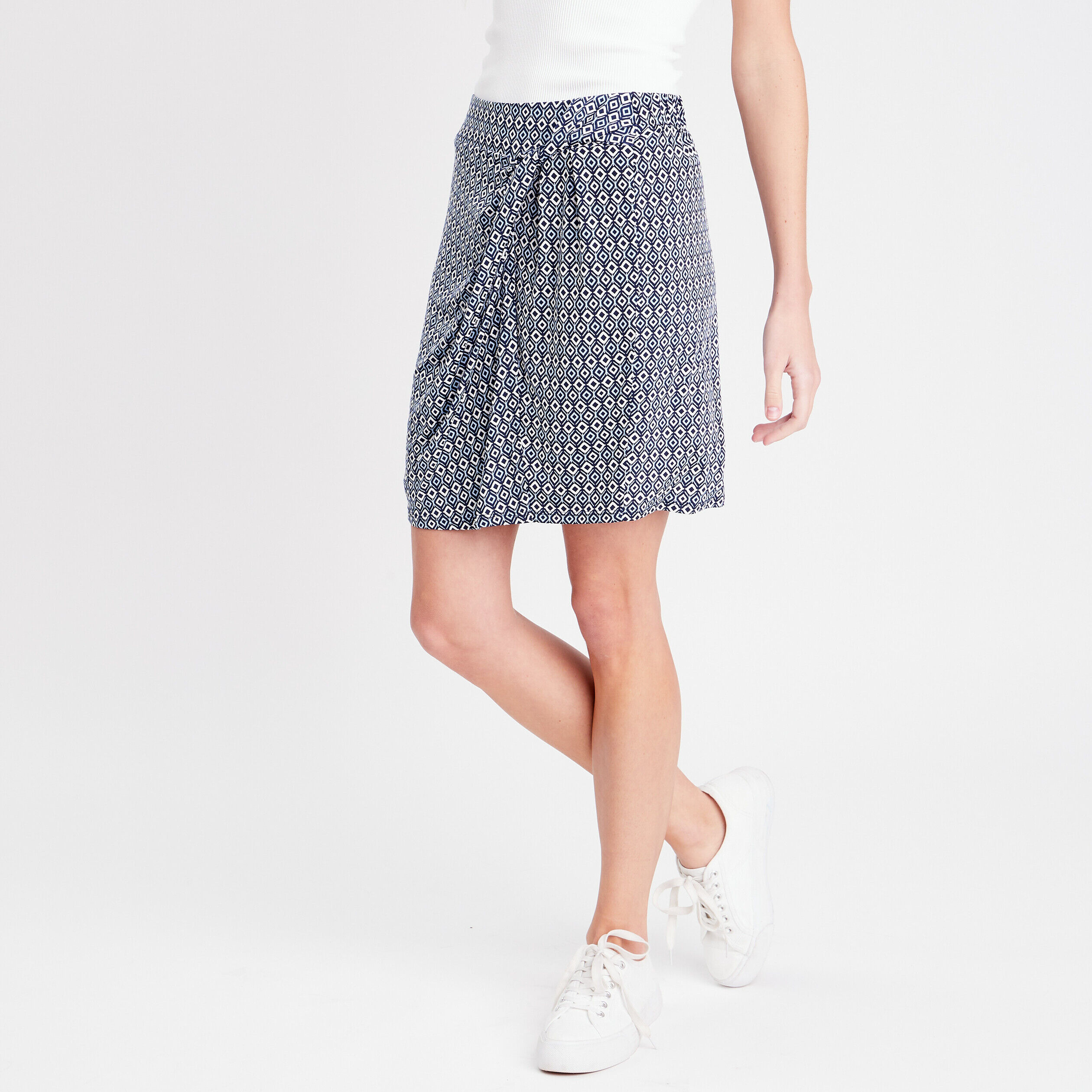 Jupe droite effet drapé bleu clair femme | Cache Cache