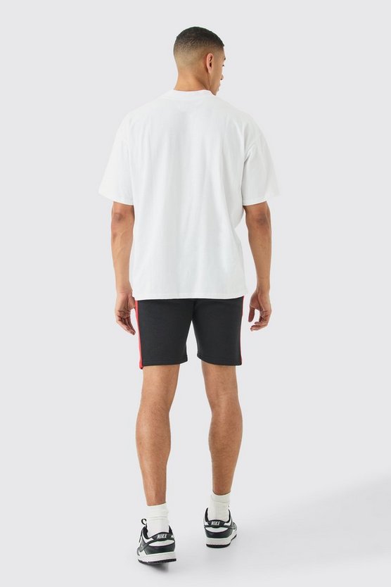 Mittellange Slim-Fit Man Signature Colorblock Shorts