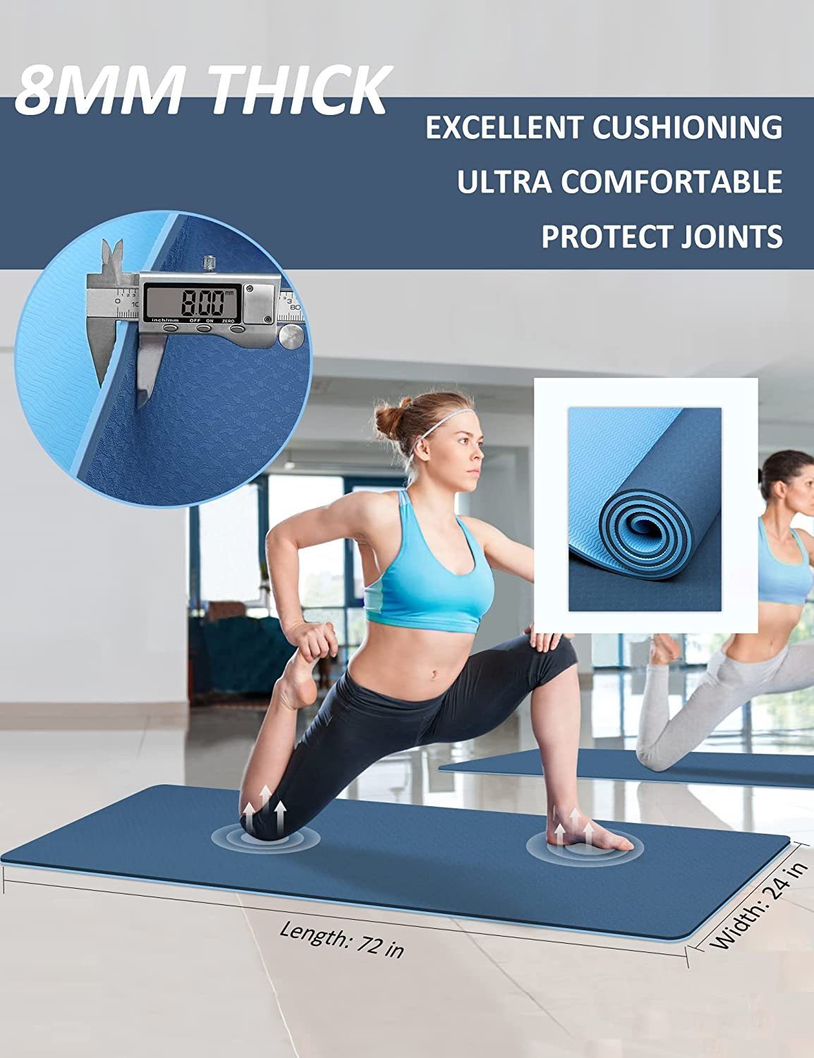 Innhom Yogamatte Yoga Matte 8MM dicke Gymnastikmatte für Damen und Herren