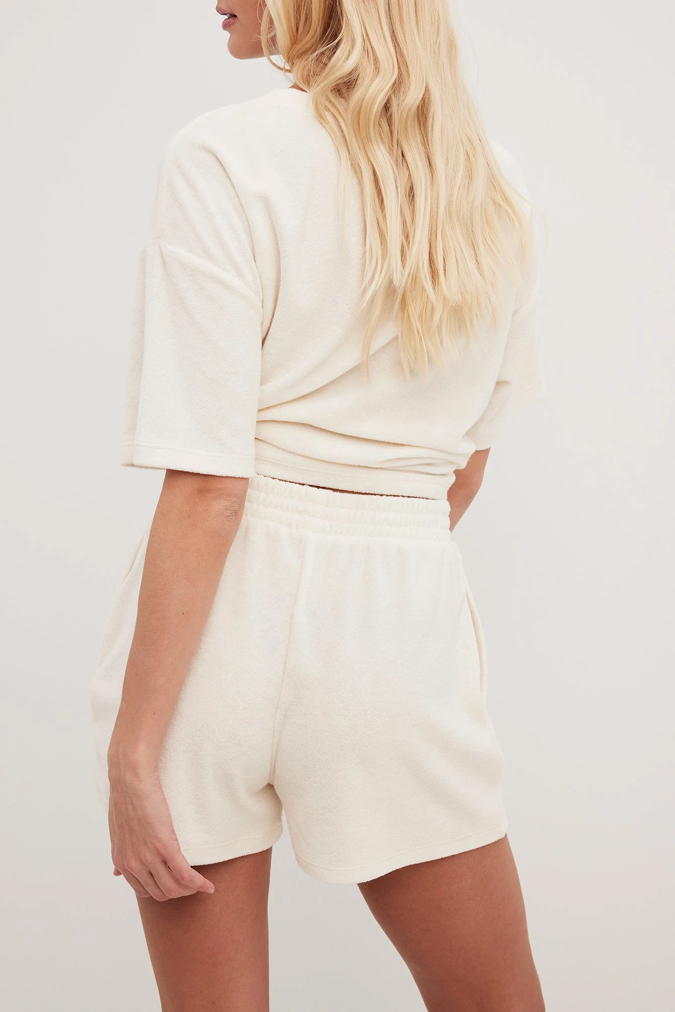 Frottee-Shorts mit hoher Taille