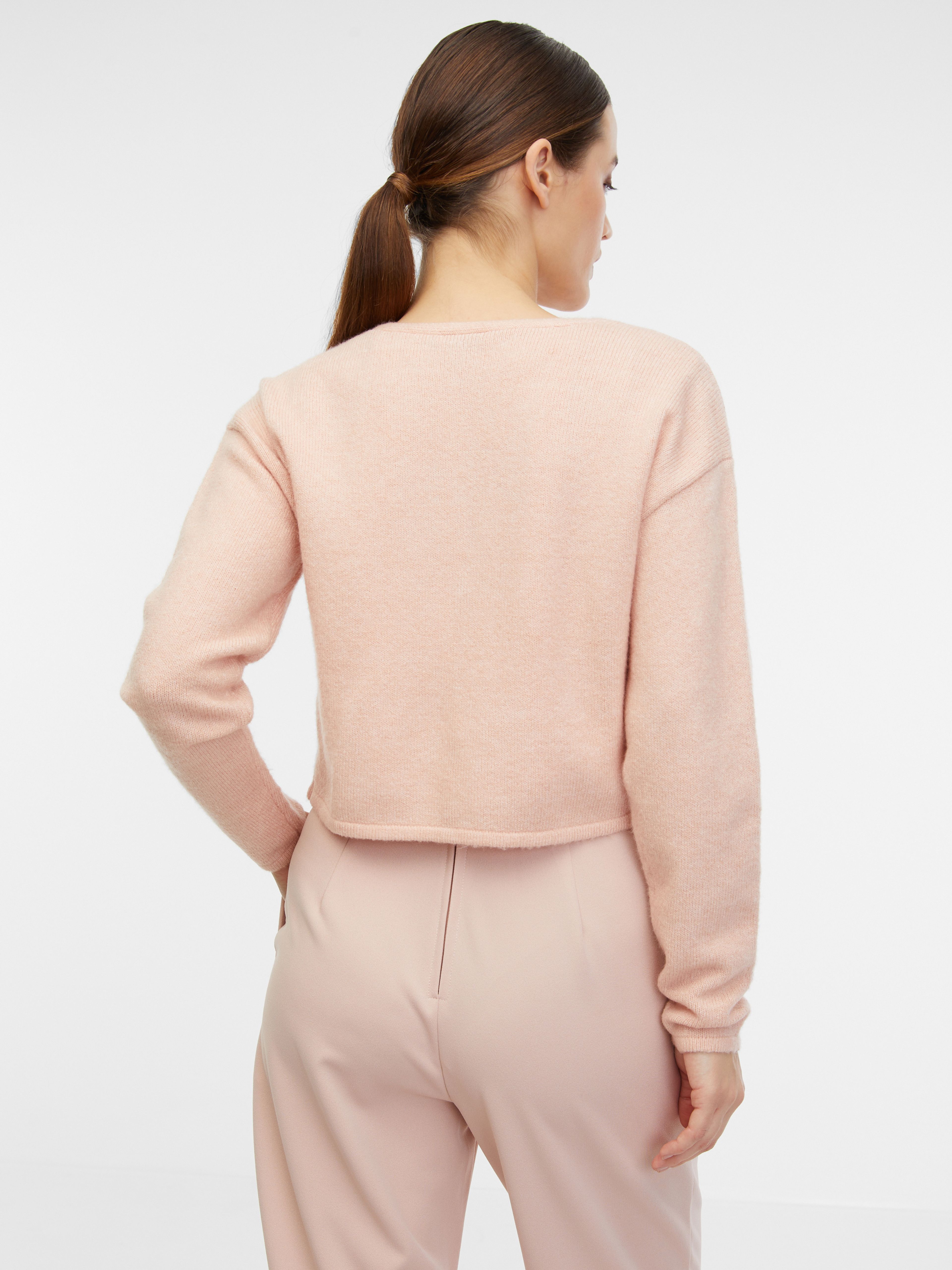 Apricotfarbene Woll-Strickjacke ORSAY
