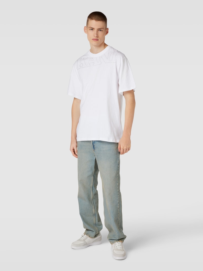 T-Shirt mit Label-Print in weiss