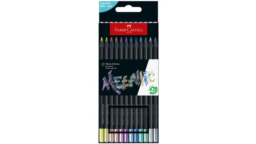 FABER CASTELL Metallic-Buntstifte Black Edition 12er Kartonetui