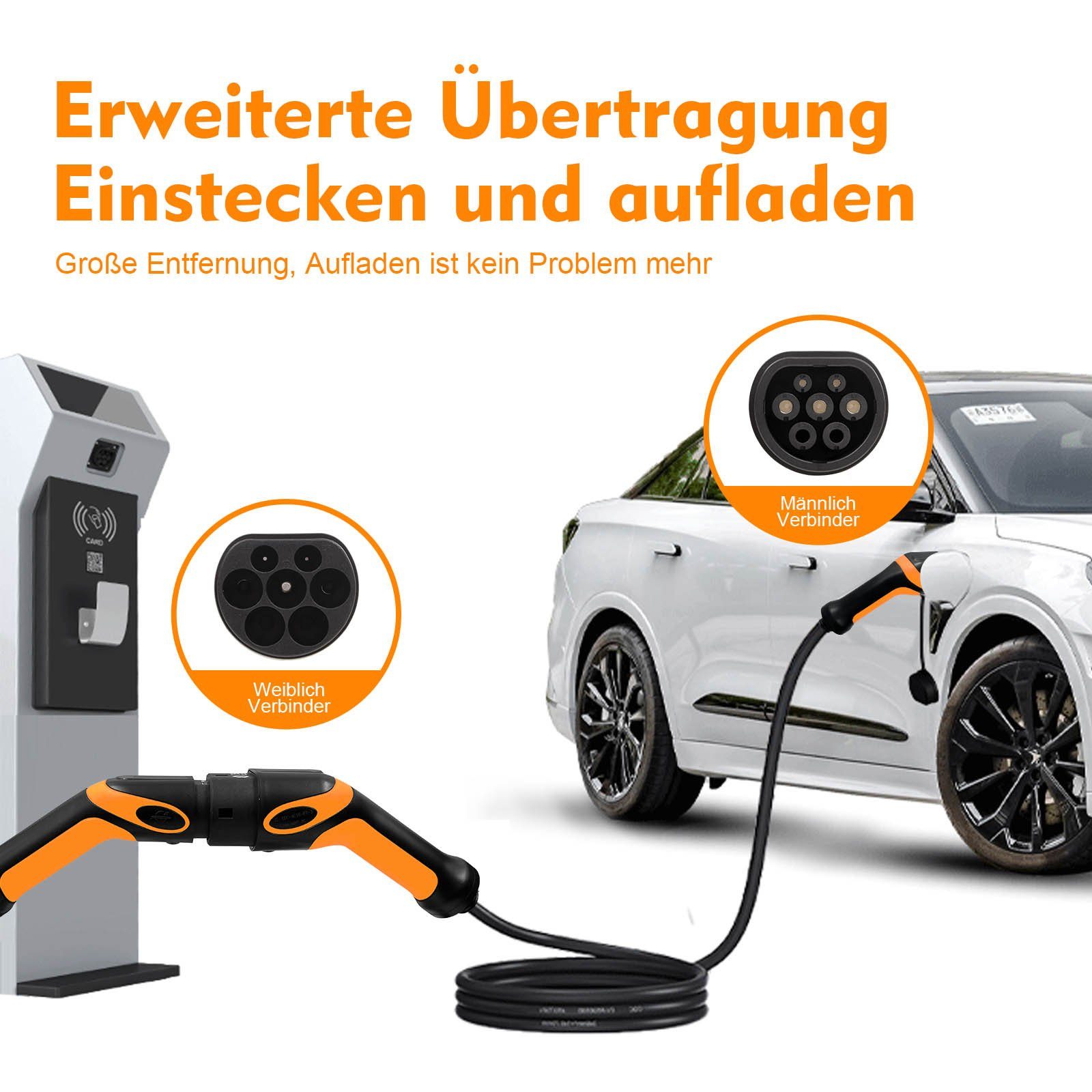 GLIESE Elektroauto-Ladestation Typ 2 Ladekabel 3 Phasig 5m