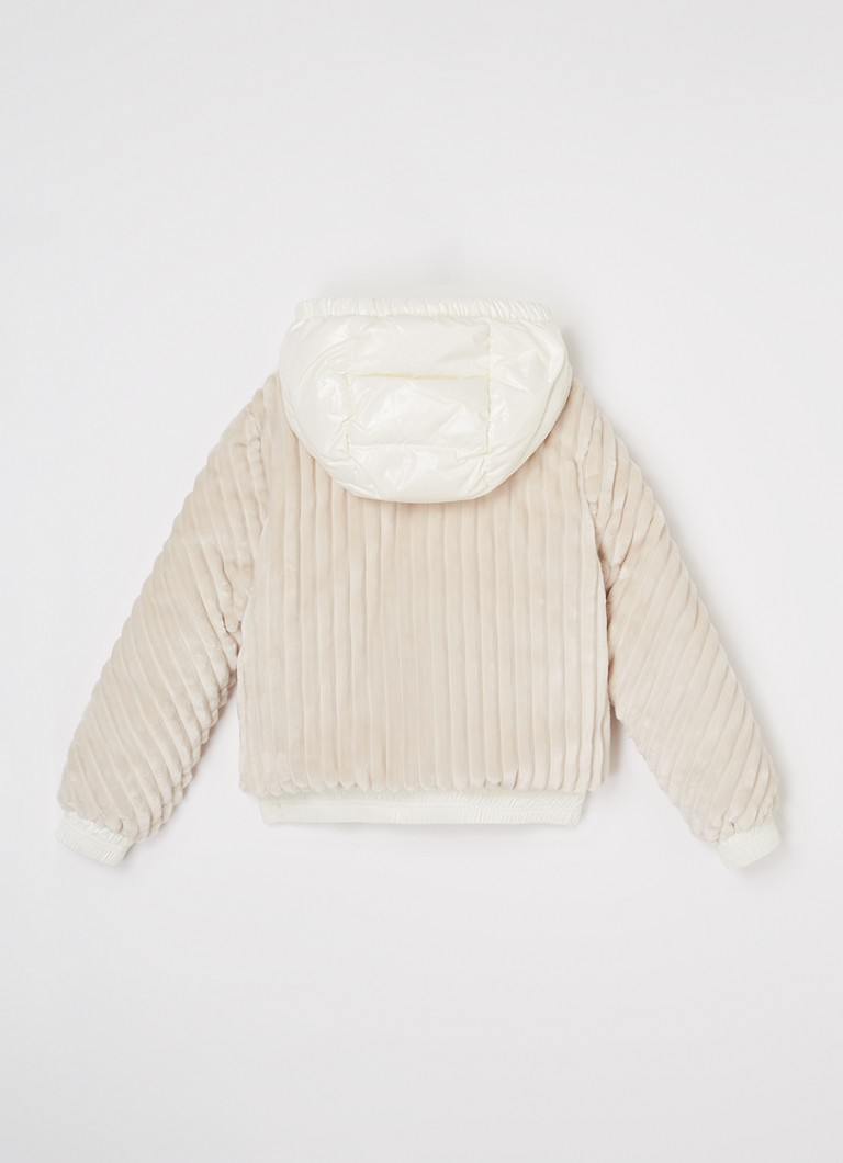 Doudoune matelassée Moncler Pedrix avec garnissage en duvet et fausse fourrure